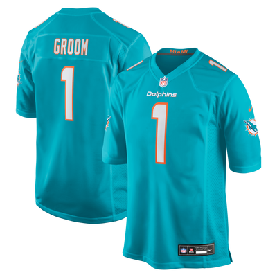 Miami Dolphins Number 1 Groom Nike Aqua Game Jersey