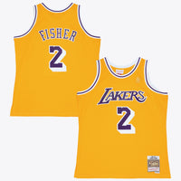 Los Angeles Lakers Mitchell & Ness Derek Fisher 1996 Swingman Authentic Jersey - Light Gold