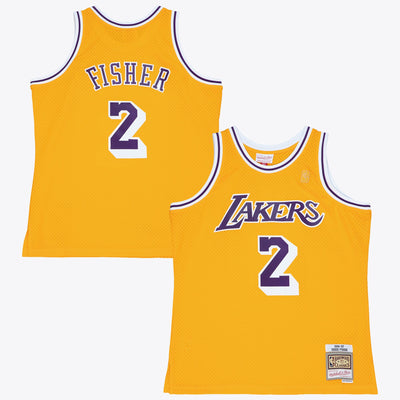 Los Angeles Lakers Mitchell & Ness Derek Fisher 1996 Swingman Authentic Jersey - Light Gold
