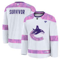 Vancouver Canucks Fanatics White Hockey Fights Cancer Survivor Practice Jersey
