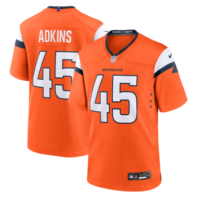 Denver Broncos Nate Adkins Nike Orange Team Game Jersey