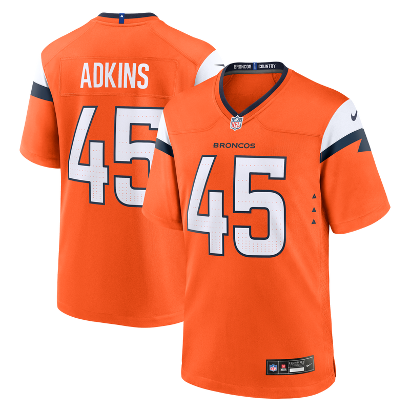 Denver Broncos Nate Adkins Nike Orange Team Game Jersey