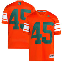 #45 Miami Hurricanes adidas Football Icon Premier Jersey - Orange