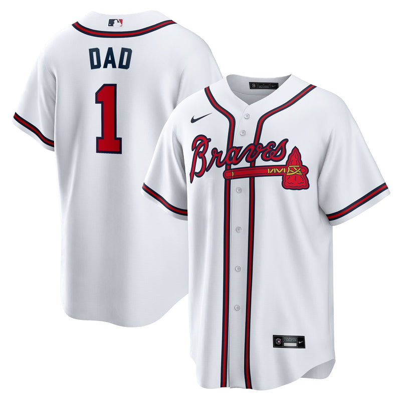 Atlanta Braves Nike White #1 Dad Home Replica Jersey