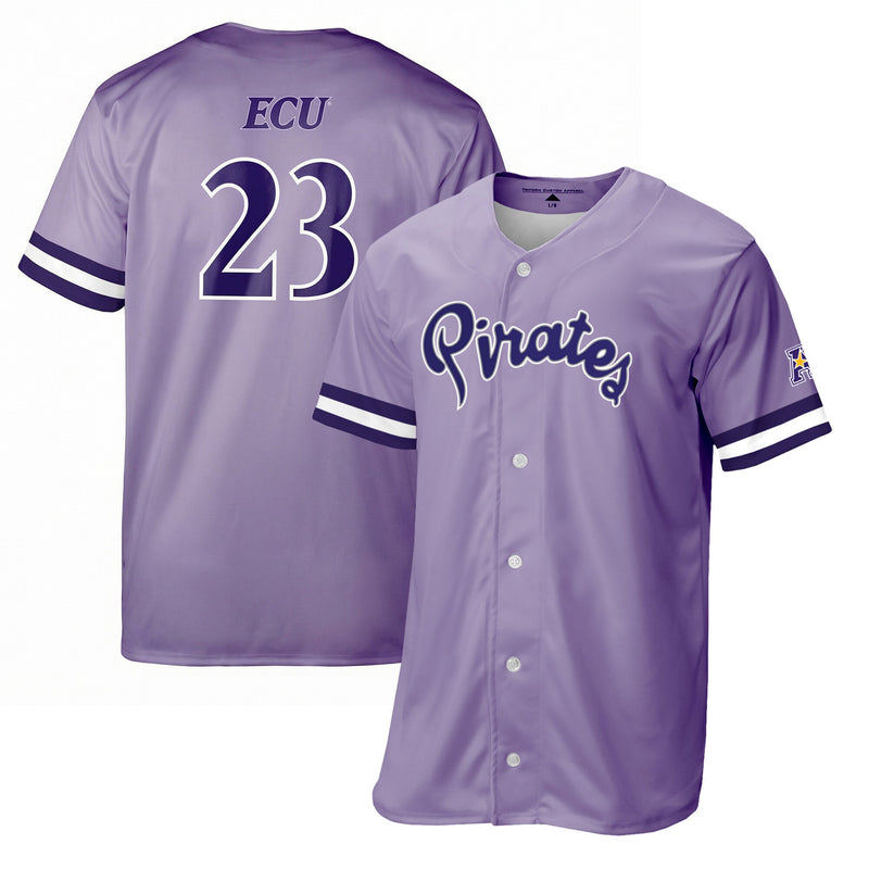 ECU Pirates adidas Replica Baseball Jersey - Purple