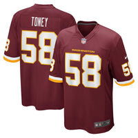 Washington Football Team Shaka Toney Nike Burgundy Game Jersey