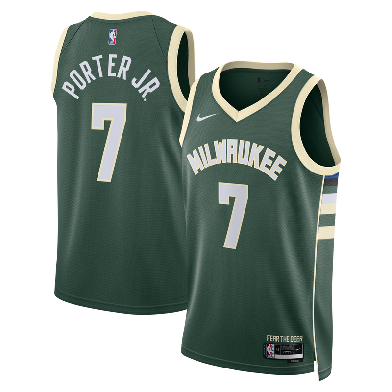 Milwaukee Bucks Nike Icon Edition Swingman Jersey - Hunter Green - Kevin Porter Jr.