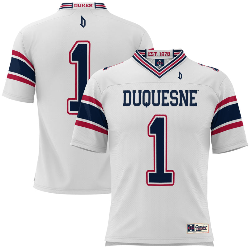 #1 Duquesne Dukes GameDay Greats Football Jersey - White