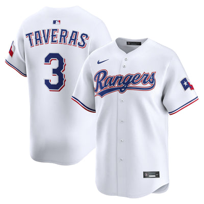 Texas Rangers Leody Taveras Nike White Home Limited Player Jersey