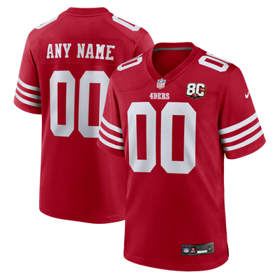San Francisco 49ers Nike Scarlet 80th Anniversary Custom Game Jersey