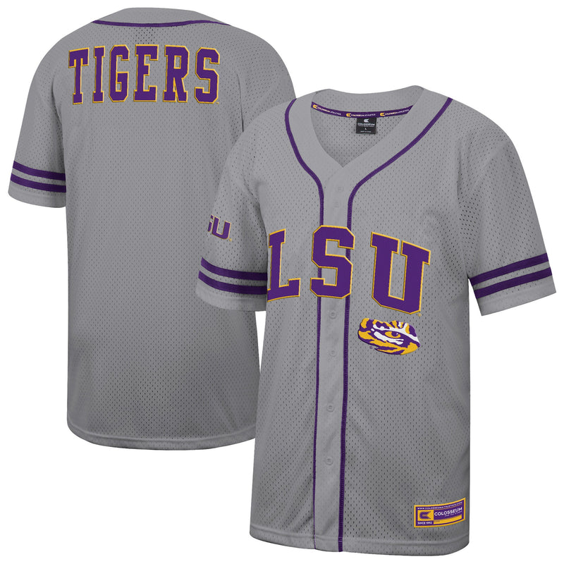 LSU Tigers Colosseum Free Spirited Baseball Jersey - Gray