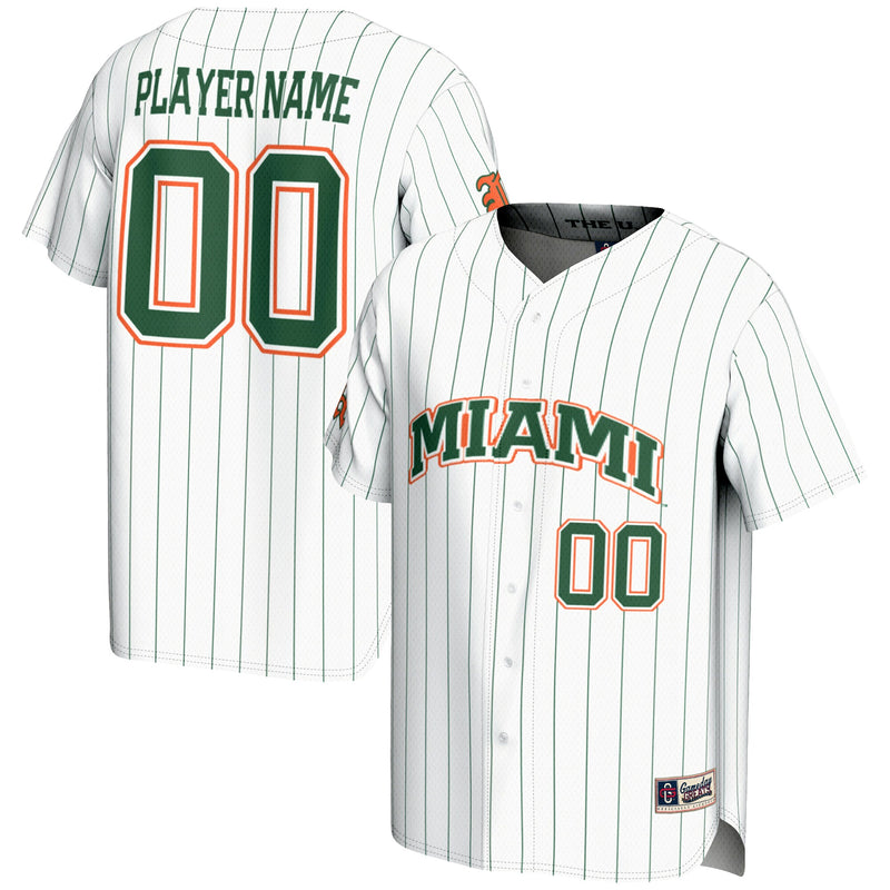 Miami Hurricanes GameDay Greats NIL Pick-A-Player Lightweight Baseball Jersey - White