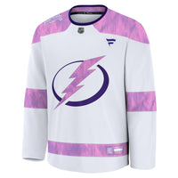 Tampa Bay Lightning Fanatics White 2024 Hockey Fights Cancer Practice Jersey