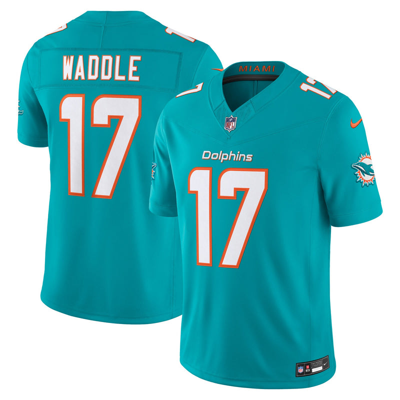 Miami Dolphins Jaylen Waddle Nike Aqua Team Vapor F.U.S.E. Stitched Limited Jersey