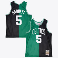 Boston Celtics Mitchell & Ness Kevin Garnett 2007 Split Swingman Jersey - Black/Green