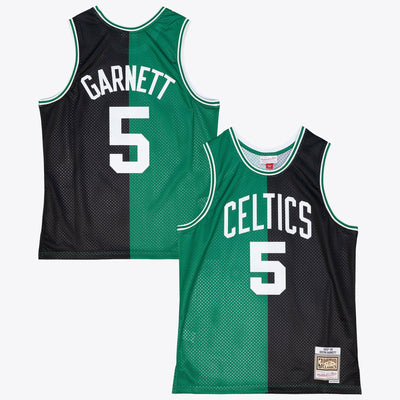 Boston Celtics Mitchell & Ness Kevin Garnett 2007 Split Swingman Jersey - Black/Green
