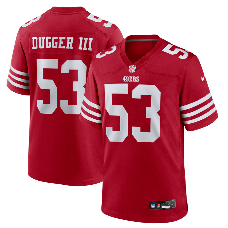 San Francisco 49ers Jaden Dugger Nike Scarlet Team Game Jersey