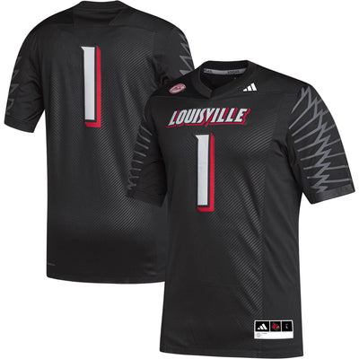 adidas #1 Black Louisville Cardinals Premier Football Jersey
