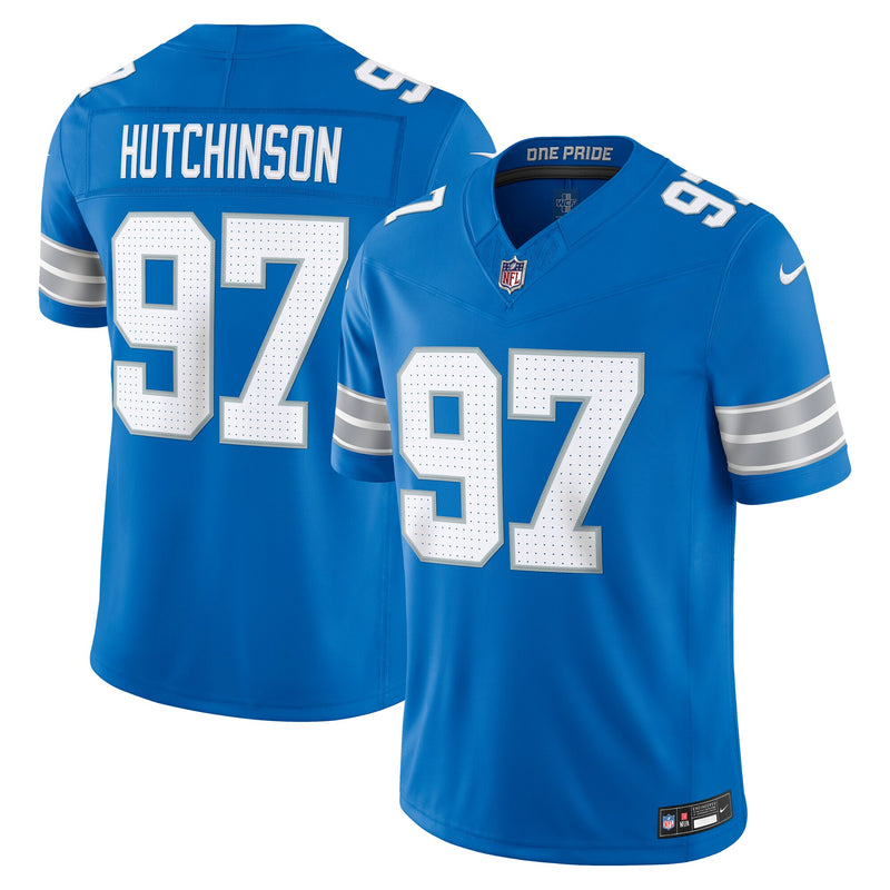 Detroit Lions Aidan Hutchinson Nike Blue Team Vapor F.U.S.E. Stitched Limited Jersey