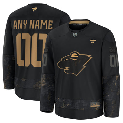 Minnesota Wild Fanatics Black 2024 Military Appreciation Custom Practice Jersey