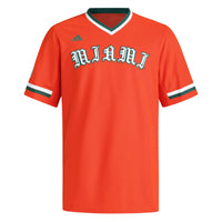 Miami Hurricanes adidas V-Neck Baseball Jersey - Orange