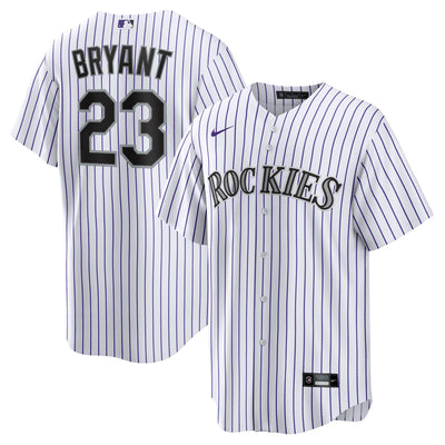 Colorado Rockies Kris Bryant Nike White/Purple Replica Player Jersey