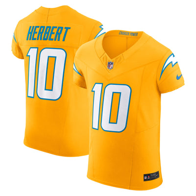 Los Angeles Chargers Justin Herbert Nike Gold Alternate Vapor F.U.S.E. Elite Jersey