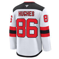 New Jersey Devils Jack Hughes Fanatics White Away Premium Jersey
