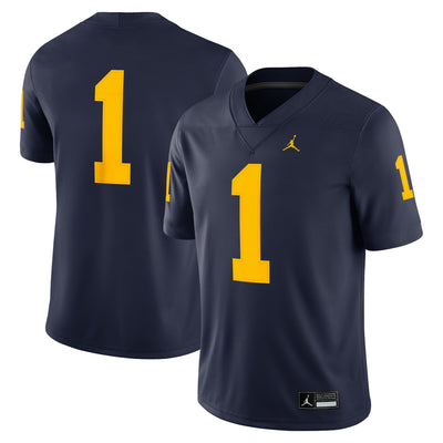 #1 Michigan Wolverines Jordan Brand Game Jersey - Navy