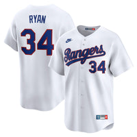 Texas Rangers Nolan Ryan Nike White Throwback Cooperstown Collection Limited Jersey