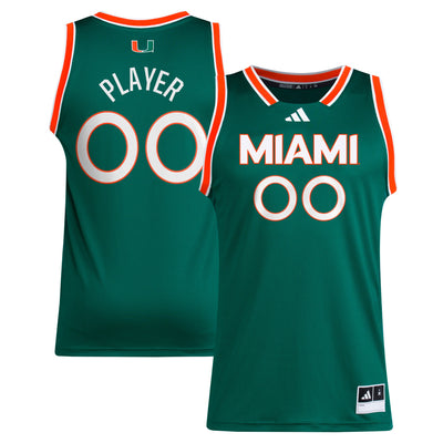 Miami Hurricanes adidas NIL Pick-A-Player Basketball Jersey - Green