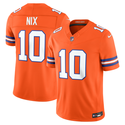 Denver Broncos Bo Nix Nike Orange Alternate Mile High Collection 1977 Throwback Vapor F.U.S.E. Stitched Limited Jersey