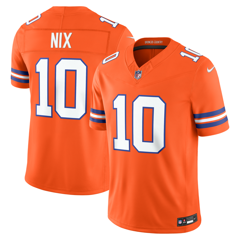 Denver Broncos Bo Nix Nike Orange Alternate Mile High Collection 1977 Throwback Vapor F.U.S.E. Stitched Limited Jersey