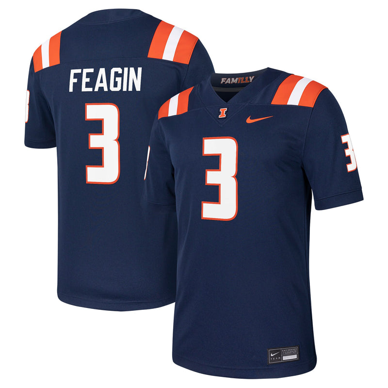 Kaden Feagin Illinois Fighting Illini Nike NIL Football Game Jersey - Navy