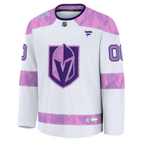 Vegas Golden Knights Fanatics White 2024 Hockey Fights Cancer Custom Practice Jersey