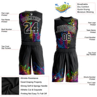 Custom Black Black-White Round Neck Sublimation Basketball Uniform Jersey