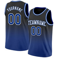 Custom Black Royal-White Authentic Fade Fashion Basketball Jersey