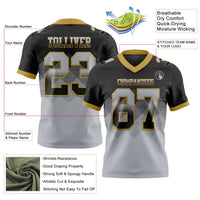Custom Black Gray-Old Gold Authentic Gradient Square Shape 7V7 Flag Football Jersey