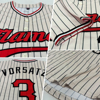 Custom Cream Black Pinstripe Red Black-White Authentic Baseball Jersey