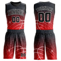 Custom Red Black-White Round Neck Sublimation Basketball Uniform Jersey