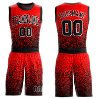 Custom Red Black-White Round Neck Sublimation Basketball Uniform Jersey