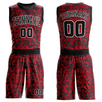 Custom Red Black-White Round Neck Sublimation Basketball Uniform Jersey