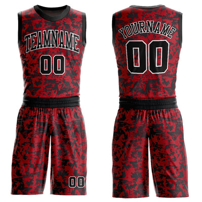 Custom Red Black-White Round Neck Sublimation Basketball Uniform Jersey