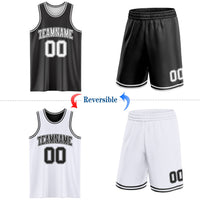 Custom Reversible Black White Double Side Sublimation Basketball Set Jersey