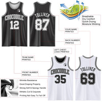Custom Reversible Black White Double Side Sublimation Basketball Set Jersey