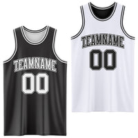 Custom Reversible Black White Double Side Sublimation Basketball Set Jersey