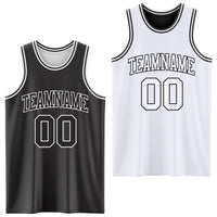 Custom Reversible Black White Double Side Sublimation Basketball Set Jersey