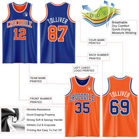 Custom Royal Orange-White Reversible Double Side Sublimation Basketball Set Jersey