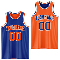 Custom Royal Orange-White Reversible Double Side Sublimation Basketball Set Jersey