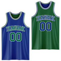 Custom Royal Kelly Green-White Reversible Double Side Sublimation Basketball Set Jersey